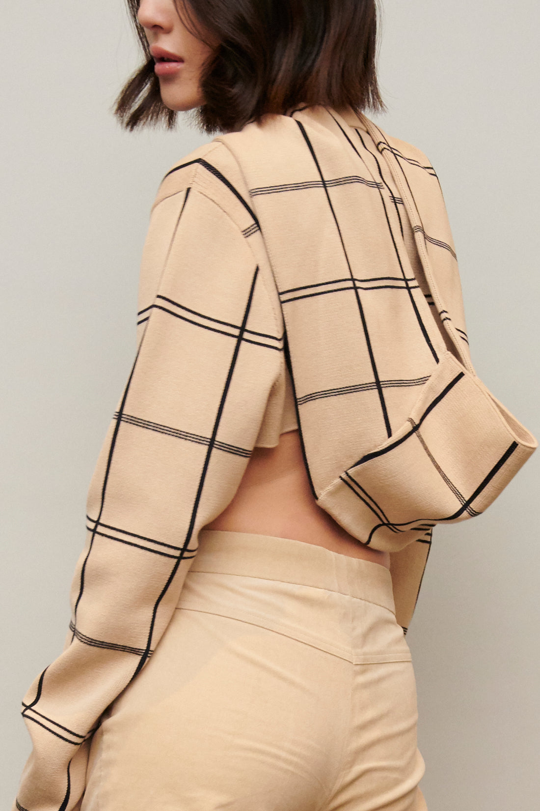 Lumière Printed Draping Scarf with printed crop sweater