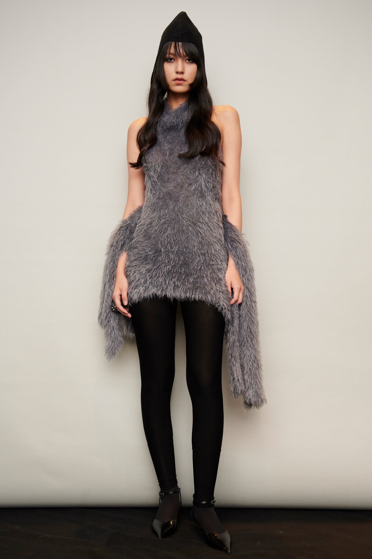 Olivia Knit Dress with Tie Back in Hand-Knitted Mohair