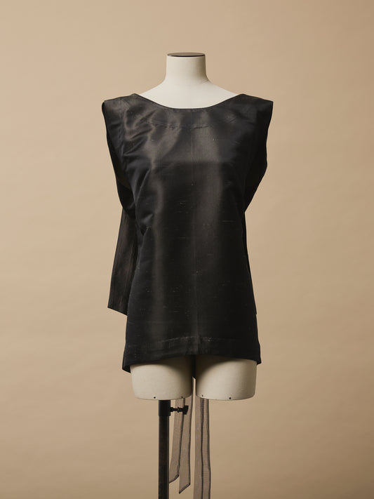 Evangeline Blouse with Bow Tie in Silk Crepe