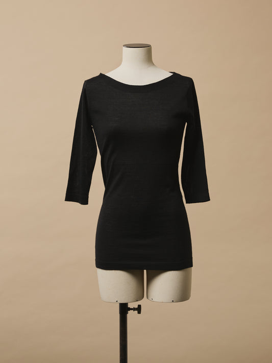 Fine Knitted Boat Neck Sweatshirt