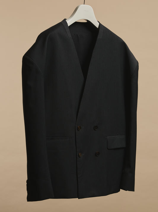 Dropped Peak Lapel Double Breasted Jacket